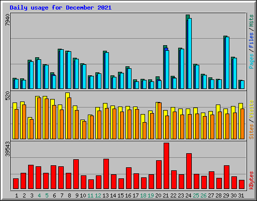 Daily usage for December 2021